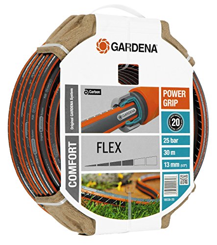Gardena Comfort Flex Schlauch Formstabiler, Flexibler Gartenschlauch mit Power-Grip-Profil, Spiralgewebe, 25 bar Berstdruck, ohne Systemteile, 13 mm, 1/2 Zoll, 30 m