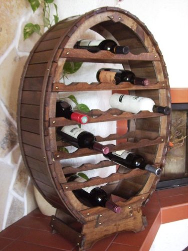 DanDiBo Weinregal Weinfass aus Holz für 24 Flaschen Braun gebeizt Bar Flaschenständer Weinständer Fass Regal