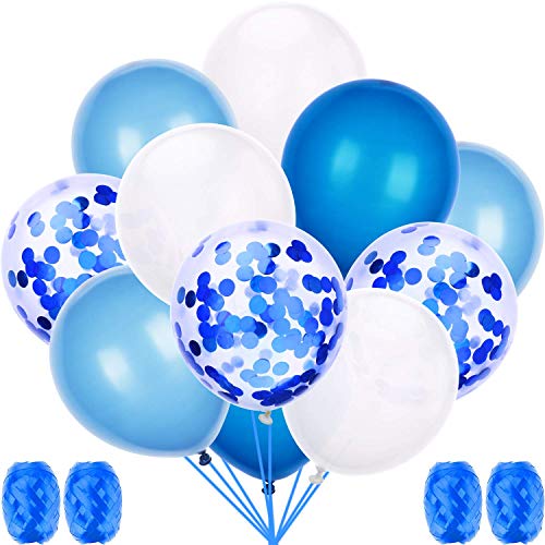 60 Stück Luftballons Blau, Luftballon 12 Zoll für schöne Feiertage und Feste, Baby Shower, die Hochzeit, die zum Geburtstag, Perlglanz, Verdicken 3.2G, 4 Farbe