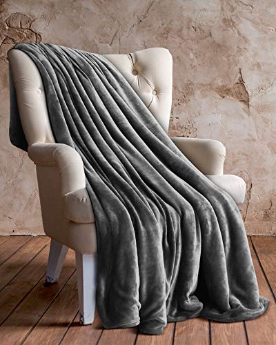 Utopia Bedding Flanell-Fleece-Decke (Wurf, 127 x 152 cm) - Plüsch-Mikrofasergewebe - leichte, weiche & warme Couch/Bettdecke - Pflegeleicht (Marine) (Grau)