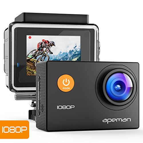APEMAN Action Cam 1080P Full HD Unterwasser Aktion Kamera wasserdicht Helmkamera 170 ° Weitwinkel mit Zubehör Kits