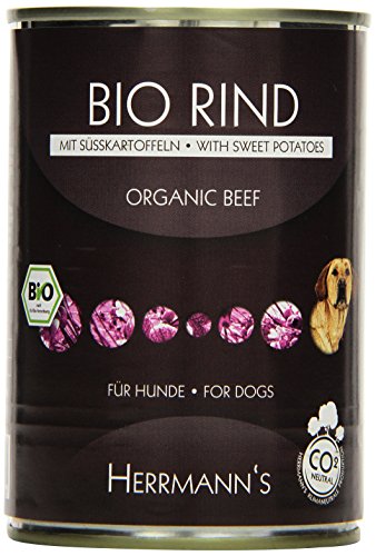 Herrmanns Bio Hundefutter Rind Menu 2 mit Süßkartoffel, Kürbis, Zucchini 400 g, 12er Pack (12 x 400 g)