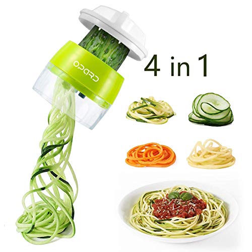 Opard Spiralschneider Hand für Gemüsespaghetti, 4 in1 Gemüseschneider,Gemüse Spiralschneider Gemüsehobel für Karotte, Gurke, Kartoffel, Kürbis, Zucchini