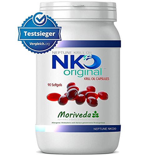 NKO Krillöl Kapseln (Testsieger) 30, 90 oder 180 Stück in Apothekenqualität von MoriVeda - Omega 3,6,9 Astaxanthin, Vitamin E, Choline, Phospholipide, Krill Öl (90 Softgel Kapseln)