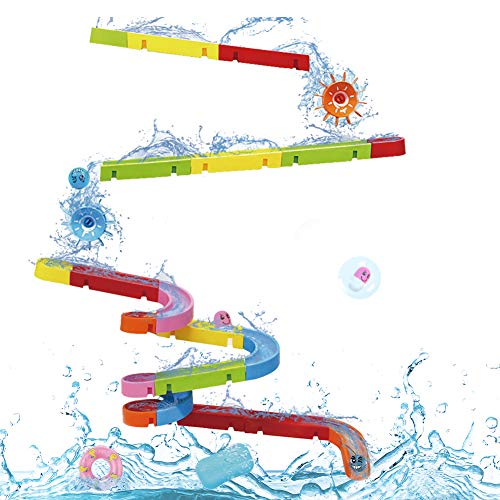 Nuheby Badespielzeug Badewannenspielzeug BAU-Puzzle Autorennbahn 38 Stück Spielzeug Badespaß Wasserspielzeug Für Kinder Ab 3 4 5 Jahre Junge Mädchen