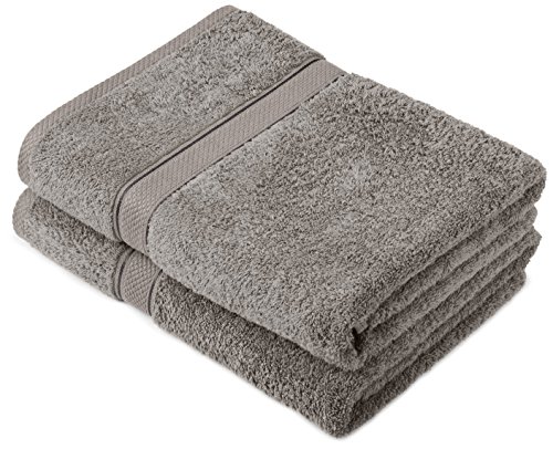 Pinzon by Amazon Handtuchset aus Baumwolle, Grau, 2 Badetücher, 600g/m²