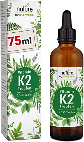 Vitamin K2 MK-7 75ml 200µg - 2.550 Vegane Tropfen - 99,7% Höchster All-Trans Gehalt - Premium Gnosis VitaMK7 hoch Bioverfügbar natürlich fermentiert - Laborgeprüft hergestellt in Deutschland