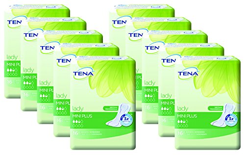 TENA Lady Mini Plus Einlagen für leichte Blasenschwäche / Inkontinenz (10 Packungen x 16 Einlagen)