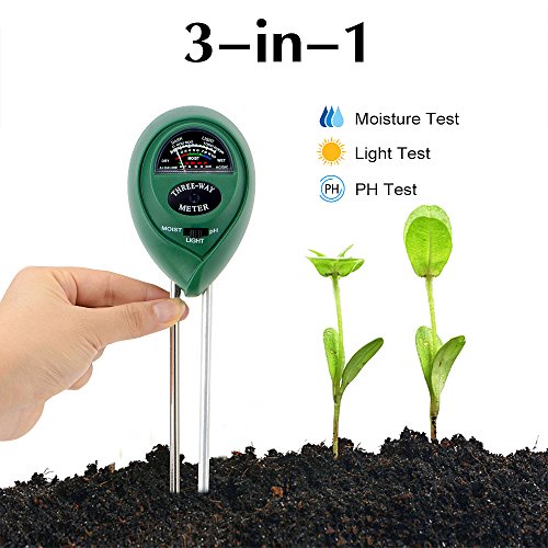 Abafia Bodentester 3 in 1 Bodenmessgerät PH Wert Digitales Boden Feuchtigkeit Meter für Pflanzenerde, Garten, Bauernhof, Rasen (kein Batterien erforderlich)
