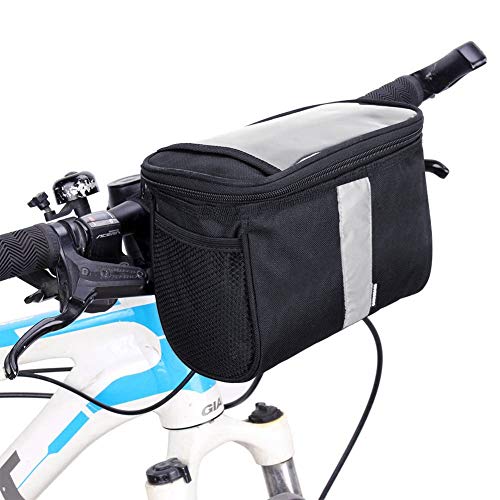 Betuy Fahrrad Lenkertasche Wasserdicht, 3.5L Fahrradtasche Handy Rahmentasche Gepäckträger Tasche mit Reflektierenden Streifen und PVC Touchscreen für MTB/Fahrrad Karte Telefon Wasserflasche