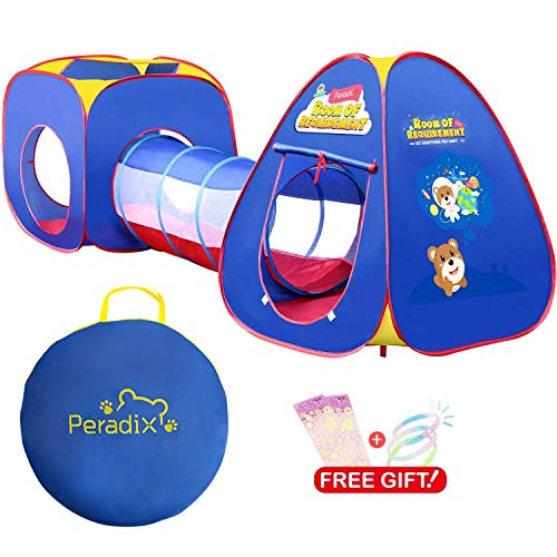 Peradix Spielzelt Spielhaus Babyzelt 3-Teiliges Bällebad Kinderzelt mit Tasche und Tunnel(Ohne Bälle)