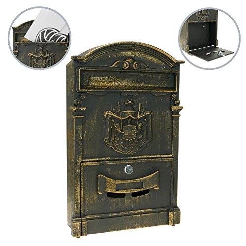 PrimeMatik - Briefkasten Postkasten Retro Antik Vintage metallische schwarze Oxid für wallmount