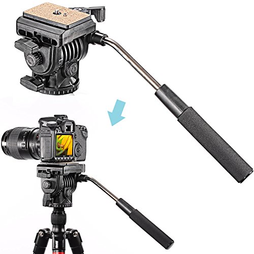 Neewer (Pro Version ein Neewer Produkt) Fluid Videokopf Videoneiger Stativkopf Kugelkopf mit Schnellwechselplatte für Canon, Nikon, und andere DSLR-Kameras mit 1/4 'Gewinde bis zu 8,8lbs / 4 kg, Stative mit 3/8' Gewinde
