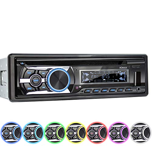 XOMAX XM-CDB623 Autoradio mit CD-Player I Bluetooth Freisprecheinrichtung I RDS Radio Tuner I USB, Micro SD I 2X AUX I 7 Beleuchtungsfarben einstellbar I 1 DIN