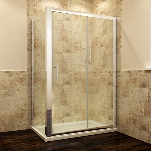 Duschkabine 120x90cm Glas mit Schiebetür Duschabtrennung mit Seitenwand Echtglas links/rechts