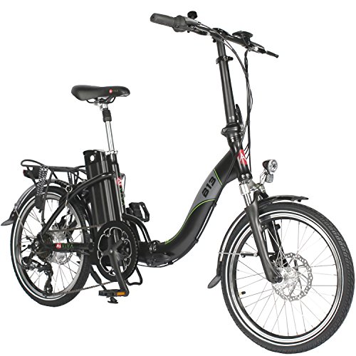 E-Bike Elektro Faltrad AsVIVA B13 mit 36V 15,6Ah Samsung Akku in schwarz, extrem kompakt |20' Klapprad mit 7 Gang Shimano Kettenschaltung, Scheibenbremsen LED Beleuchtung | Elektrofahrrad