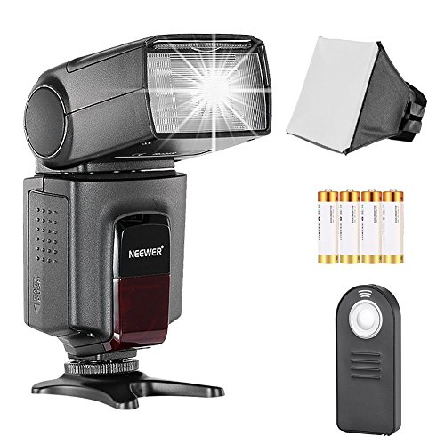 Neewer TT560 Flash Speedlite Blitzgerät Set für Canon Nikon Sony Pentax DSLR Kamera mit einem Standard Blitzschuh, Inkl.1xTT560 Blitzgerät,1xSoft Diffusor,1xFernbedienung,4xBatterien