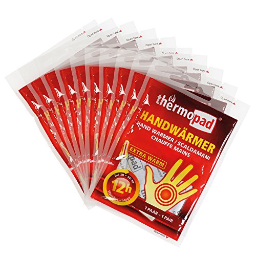 Thermopad Handwärmer | kuschlig weiches Wärmekissen | 12 Stunden wohltuende Wärme von 55°C | angenehme Taschenwärmer | 10 Paar (20 Stück)