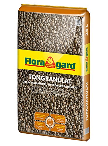 Floragard Blähton Tongranulat zur Drainage 25 L • Hydrokultursubstrat • für Pflanzkästen, Kübel oder Töpfe • Drainagematerial