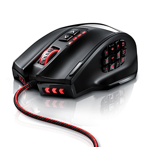 Titanwolf - 16400 dpi USB Laser Gaming Mouse | 18 Tasten | 16400 dpi Abtastrate | High Precision | konfigurierbare LED-Farb-Beleuchtung | Avago Sensor Technology | MMO Gaming | inkl. software (programmierbare Tasten) | bis zu 30G Beschleunigung | ergonomisches Design