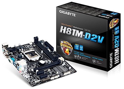 Gigabyte GA-H81M-D2V Mainboard Sockel LGA 1150 (Micro-ATX, Intel H81, 2X DDR3 Speicher, 2X SATA III, DVI-D, RJ-45, 4X USB 3.0)
