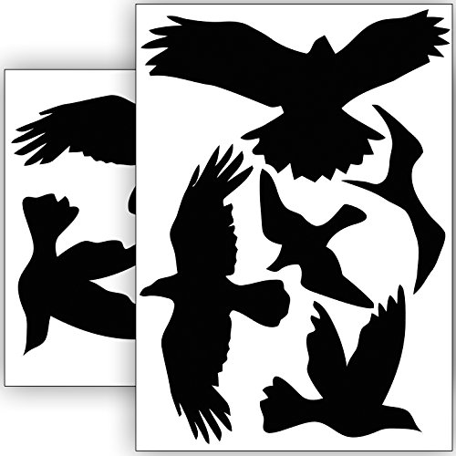 Vogelschutz und Fensterschutz - 10 Aufkleber - Schutz vor Vogelschlag - Sticker Vögel (Schwarz)