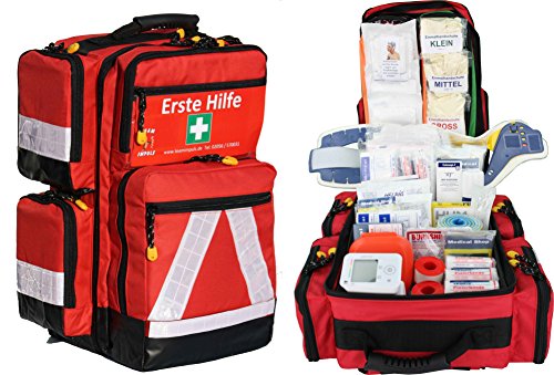 Erste Hilfe Notfallrucksack Sport, Sportvereine, Event & Freizeit - Nylonmaterial mit weißen Reflexstreifen