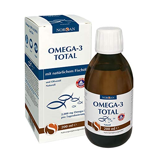 Omega-3 Total Naturell I NORSAN I flüssiges Omega-3 Öl I Fischöl I 200 ml Flasche I 2.000 mg Omega-3 pro Portion