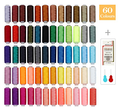 Nähgarn SOLEDI Set Mit 60 Verschiedenen Farben und 16 Nadeln, Hochwertiger Nähgarn aus Polyester, Einweg, Nähzeug-Set