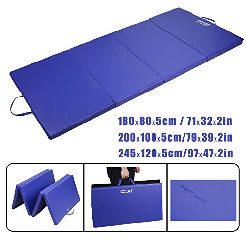 Tragbar Klappbar Gymnastikmatte Blau - CCLIFE Weichbodenmatte Yogamatte Turnmatte Klappmatte Fitnessmatte Faltbar Größenwahl, Größe:245x120x5cm