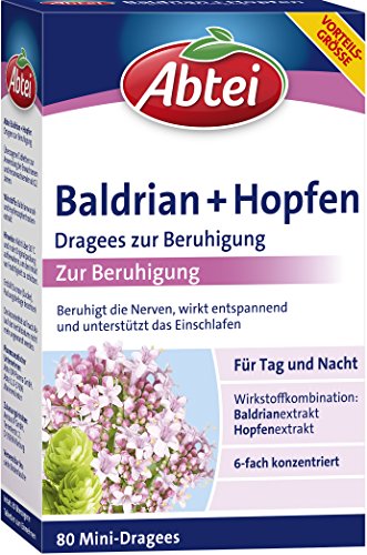Abtei Baldrian + Hopfen Dragees zur Beruhigung, 80 Kapseln
