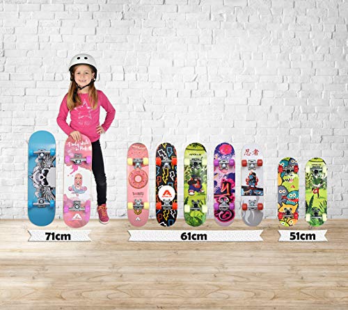 Apollo Skateboard, kleines Komplett Board mit ABEC 3 Kugellager, Aluminium Achsen, Verschiedene Designs - für Kinder und Teenager