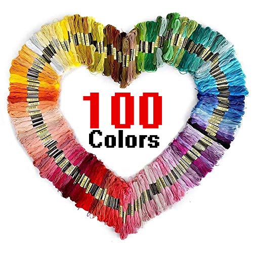 Aibesser Stickgarn,Embroidery multifarben weicher Polyester Baumwolle Nähgarne 100 Farben perfekt für Freundschaftsbänder, Stickerei, DIY Handwerk für Anfänger