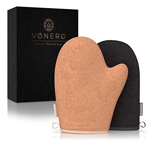 VONERO Selbstbräuner Handschuhe [2er Set] - Verbessertes Konzept 2019 - Selbstbräunerhandschuh Rücken Gesicht und Körper - Bräunungshandschuh für Selbstbräuner-Creme - Tan tanning mitt Applikator