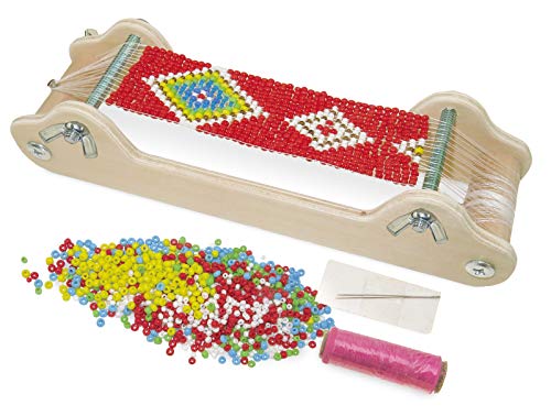 small foot 11251 Perlenwebrahmen aus Holz, zum Umsetzen individueller Schmuckdesigns Spielzeug, Mehrfarbig