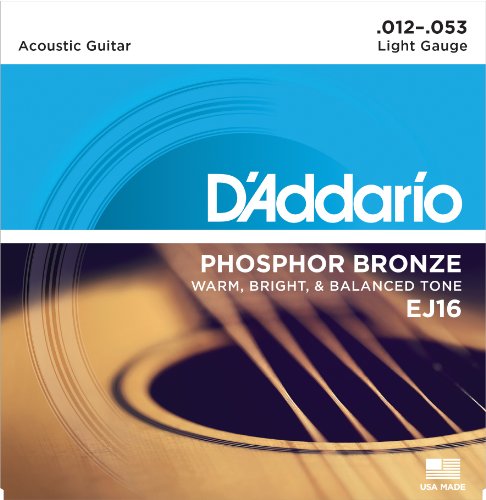 D'Addario EJ16 Satz Bronzesaiten für Akustikgitarre 012' - 053'