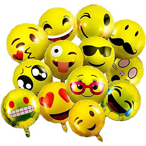 vientiane Emoji Ballons, 26 Stück Folienballon Helium Luftballons Gesichtsausdruck Balloons Emoticon Smiley für Geburtstag Urlaub Hochzeit Party Dekoration