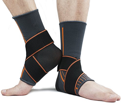 X-Cool Fußgelenk Bandage Fussbandage Knöchelbandage Sprunggelenk mit Klettverschluss 1 Paar Schmerzlinderung Arthritis Verstauchungen und Sport für Herren Damen (L,für Männer)