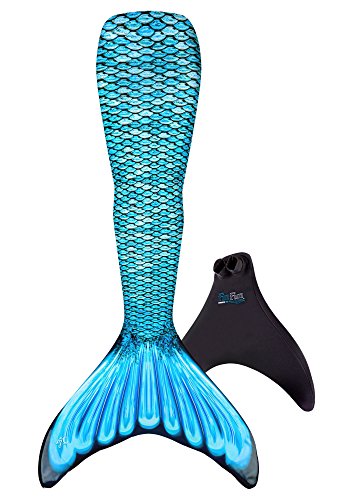 Fin Fun Mermaid Tail, Reinforced Tips, Monofin, Tidal Teal, Size Child 12