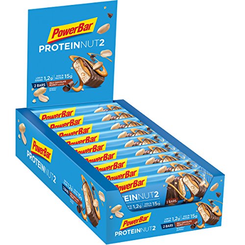 Powerbar Protein Riegel ProteinNut2 Eiweiß-Riegel (Kohlenhydratreduziert, kaum Zucker, mit Erdnüssen) Milk Chocolate Peanut, 18 x 45g