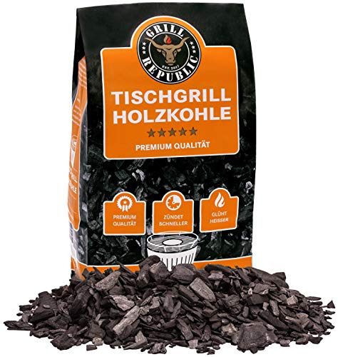 Grill Republic Tischgrill Kohle für Lotus Grill Naturprodukt - rauchfreier Grill dank Buchenholzkohle / Grillkohle für Lotusgrill aus Buchen / 2,5 kg