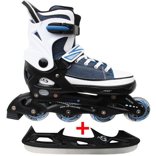 Cox Swain Sneak Kinder Inline Skates & Kinder Schlittschuh 2 in 1 - größenverstellbar ABEC5, Colour: blue, Size: S (33-36)