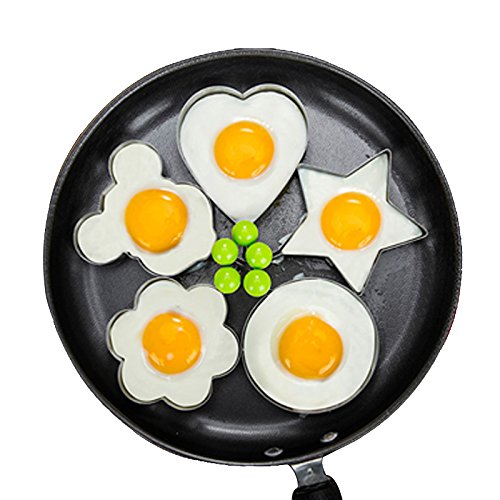 Lanker Spiegelei-Form, 5er-Set Antihaft für Bratpfanne, Eierformer-Pfannkuchenmacher mit Griff-Ei-Form zum Braten kochen KT31