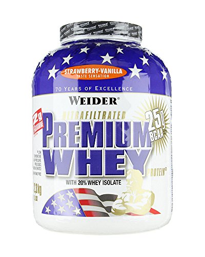 Weider Premium Whey Proteinpulver, Low Carb Proteinshakes mit Whey Protein Isolat, Erdbeer-Vanille,  (1x 2,3 kg)