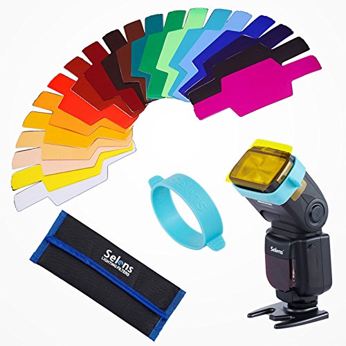 Selens SE-CG20 20 Stück Speedlite Farbfolien Blitz Gele für Kamera Speedlite(Inklusiv 20 Farbefolien, Ein Band und Eine Tasche)
