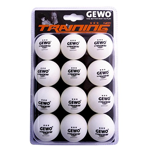 GEWO 3-Stern Handlichen 12er Pack Tischtennisball, Weiß, 40 mm