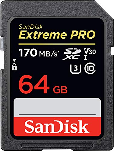 SanDisk Extreme PRO 64GB SDXC Memory Card up to 170MB/s, 4k UHD, Class 10, U3, V30