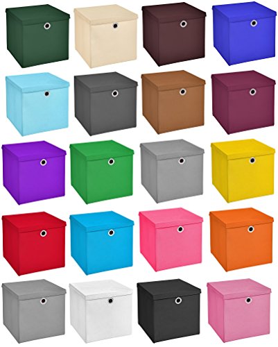 4er Set Weiß Faltbox 28 x 28 x 28 cm Aufbewahrungsbox faltbar mit Deckel