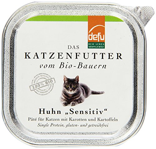 defu Bio Nassfutter Huhn für Katzen Gluten und Getreidfrei 100 g, 16er Pack (16 x 100 g)