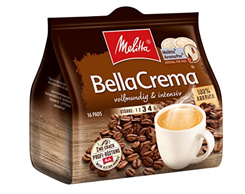 Melitta Gemahlener Röstkaffee in Kaffeepads, 10 x 16 Pads, 100 % Arabica, vollmundig und intensiv, mittlerer Röstgrad, Stärke 3 bis 4, BellaCrema
